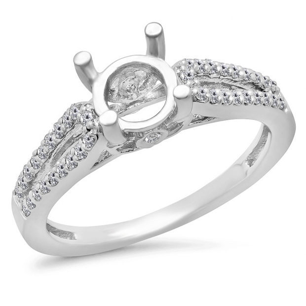 0.30 Carat (ctw) 10K White Gold Round White Diamond Ladies Split Shank Semi Mount Engagement Ring 1/3 CT (No Center Stone)