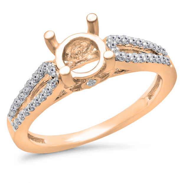 0.30 Carat (ctw) 14K Rose Gold Round White Diamond Ladies Split Shank Semi Mount Engagement Ring 1/3 CT (No Center Stone)