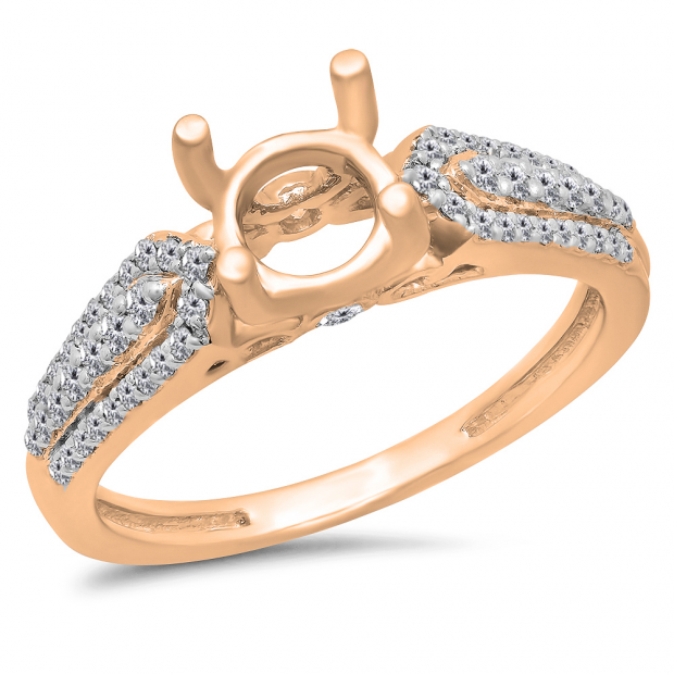 0.40 Carat (ctw) 18K Rose Gold Round White Diamond Ladies Split Shank Semi Mount Engagement Ring (No Center Stone)