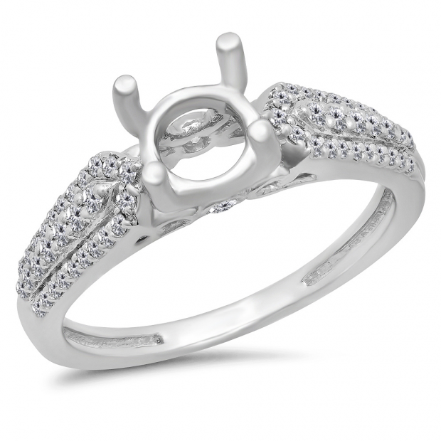 0.40 Carat (ctw) 18K White Gold Round White Diamond Ladies Split Shank Semi Mount Engagement Ring (No Center Stone)