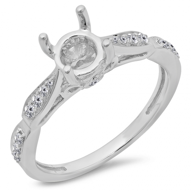0.25 Carat (ctw) 18K White Gold Round White Diamond Ladies Split Shank Semi Mount Engagement Ring 1/4 CT (No Center Stone)