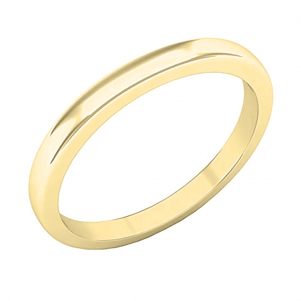 1.6 mm Round Ladies Plain Polished Shiny Edged Traditional Fit Gold Band 10K Yellow Gold