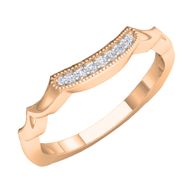0.10 Carat (ctw) 10K Rose Gold Round Diamond Ladies Contour Anniversary Wedding Stackable Band Guard Ring 1/10 CT