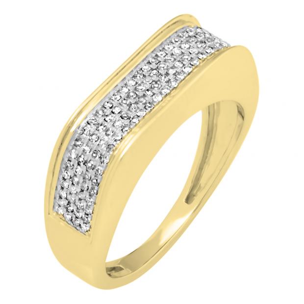0.40 Carat (Ctw) 14K Yellow Gold Round White Diamond Men