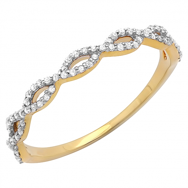 Round White Diamond Infinity Swirl Anniversary Band for Women (0.20 ctw, Color I-J, Clarity I1-I2) in 14K Yellow Gold