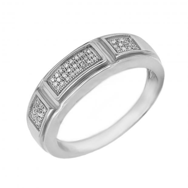 Sterling Silver Round Cut Diamond Men Ring