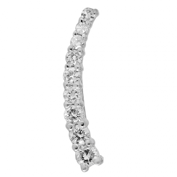 0.13 Carat (ctw) 14K White Gold Round Cut White Diamond Ladies Crawler Climber Earring (Only 1pc)