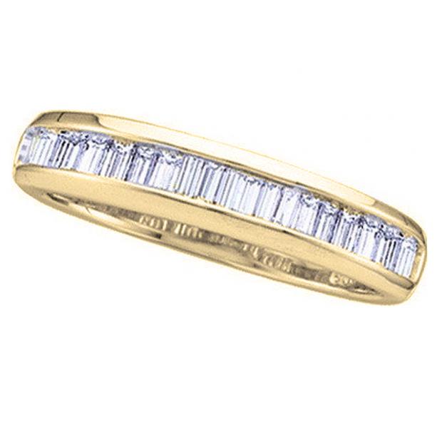 0.40 Carat (ctw) 10K Yellow Gold Baguette White Diamond Ladies Anniversary Wedding Stackable Band