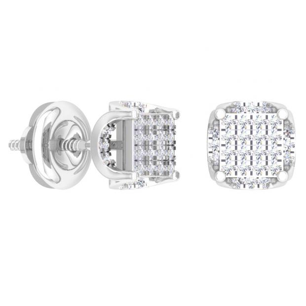 0.20 Carat (ctw) 14K White Gold Round Cut White Diamond Ladies Fashion Stud Earrings