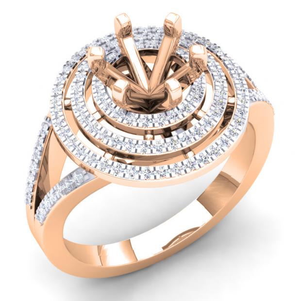 0.35 Carat (Ctw) 10K Rose Gold Round White Diamond Ladies Semi Mount Bridal Engagement Ring 1/3 CT (No Center Stone)