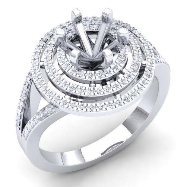 0.35 Carat (Ctw) 10K White Gold Round White Diamond Ladies Semi Mount Bridal Engagement Ring 1/3 CT (No Center Stone)
