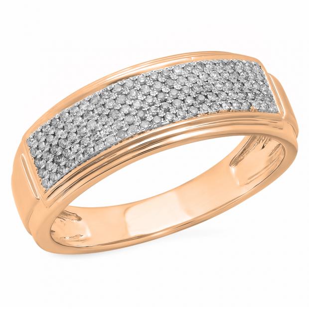 0.30 Carat (ctw) 10K Rose Gold Round White Diamond Men