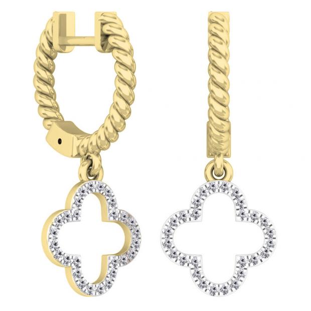 0.15 Carat (ctw) 10K Yellow Gold Round Diamond Ladies Fashion Dangling Drop Earrings