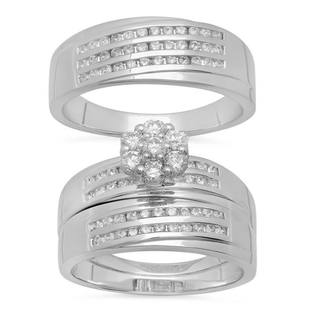 1.35 Carat (ctw) 10K White Gold Round White Diamond Men & Women
