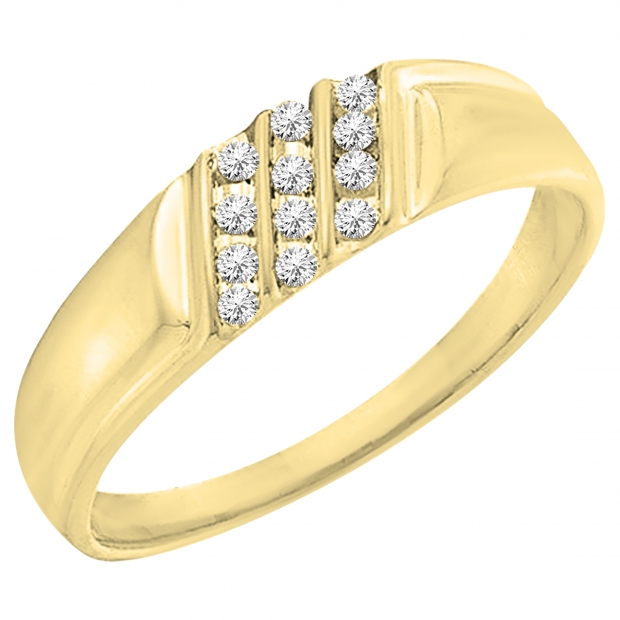 0.15 Carat (ctw) 10K Yellow Gold Round White Diamond Men
