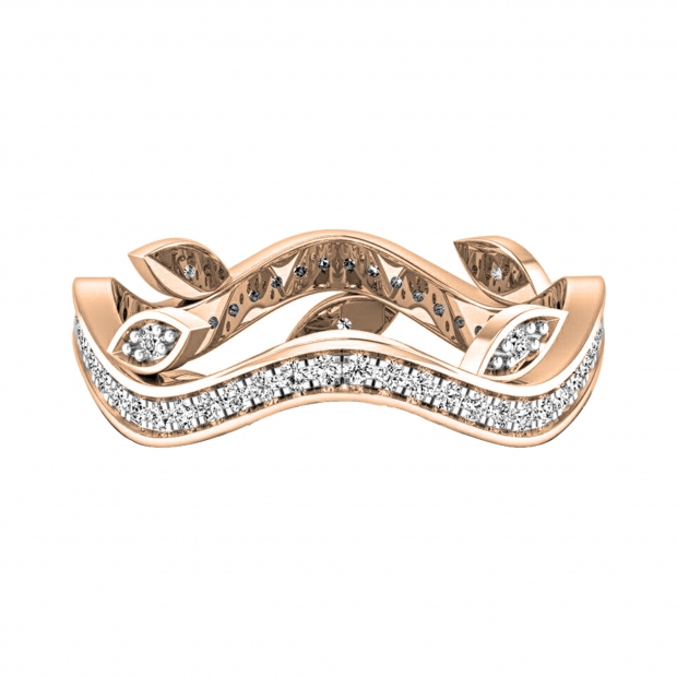 14K Rose Gold Round White Cubic Zirconia Ladies Bridal Fashion Vintage Style Engagement Ring With Matching Band Set