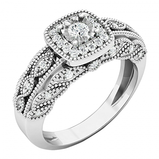 0.30 Carat (ctw) 18K White Gold Round Cut White Diamond Ladies Bridal Engagement Ring 1/3 CT