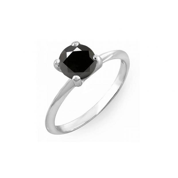 0.25 Carat (Ctw) 10K White Gold Round Black Diamond Ladies Bridal Engagement Solitaire Ring 1/4 CT