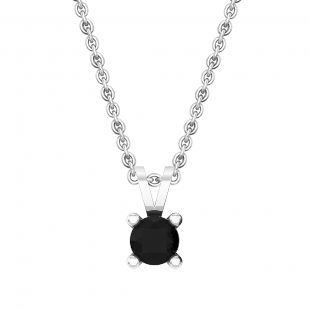 0.25 Carat (ctw) Sterling Silver Round Cut Black Diamond Ladies Solitaire Pendant (Chain Included) 1/4 CT