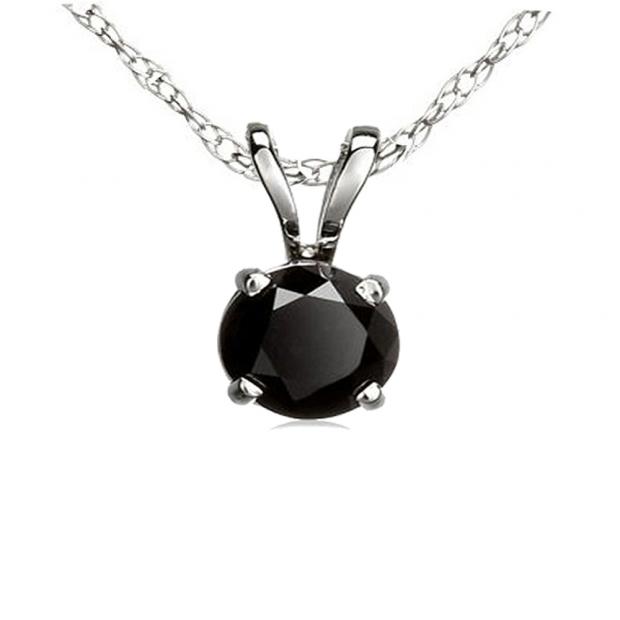 3.00 Carat (ctw) Sterling Silver Round Cut Black Diamond Ladies Solitaire Pendant (Chain Included) 3 CT