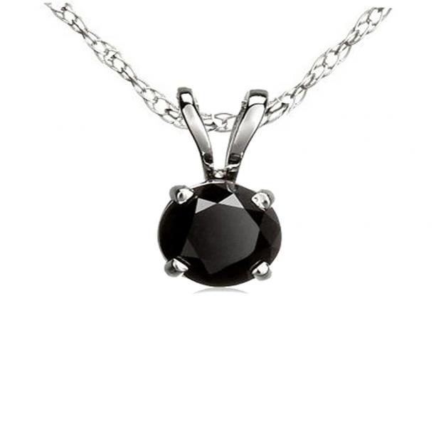 2.50 Carat (ctw) 10K White Gold Round Cut Black Diamond Ladies Solitaire Pendant (Silver Chain Included) 2 1/2 CT
