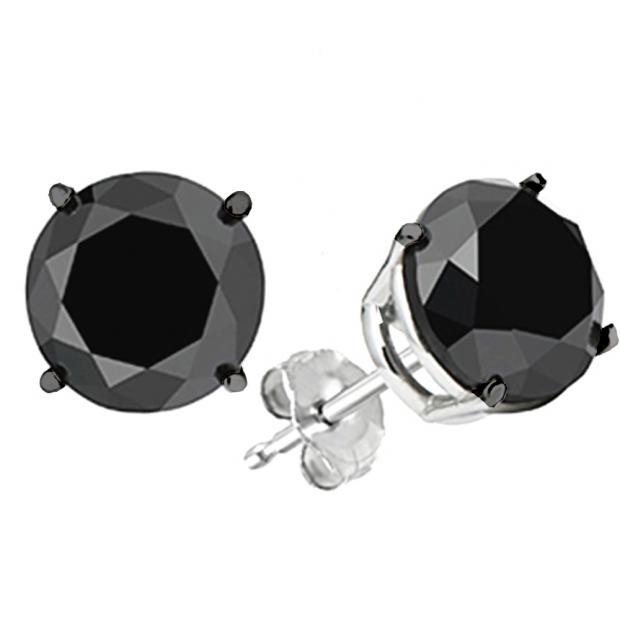 5.00 Carat (ctw) 10K White Gold Round Cut Black Diamond Ladies Stud Earrings