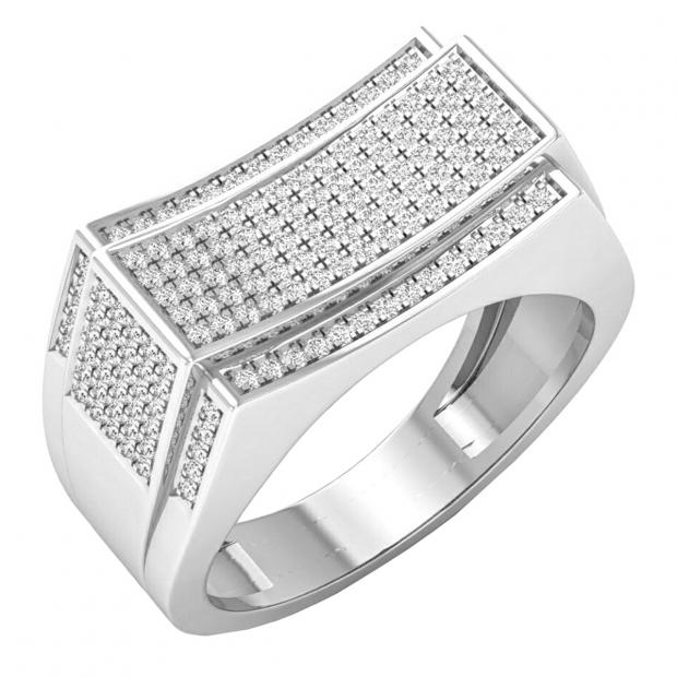 0.65 Carat (ctw) 10K White Gold Round White Diamond Men