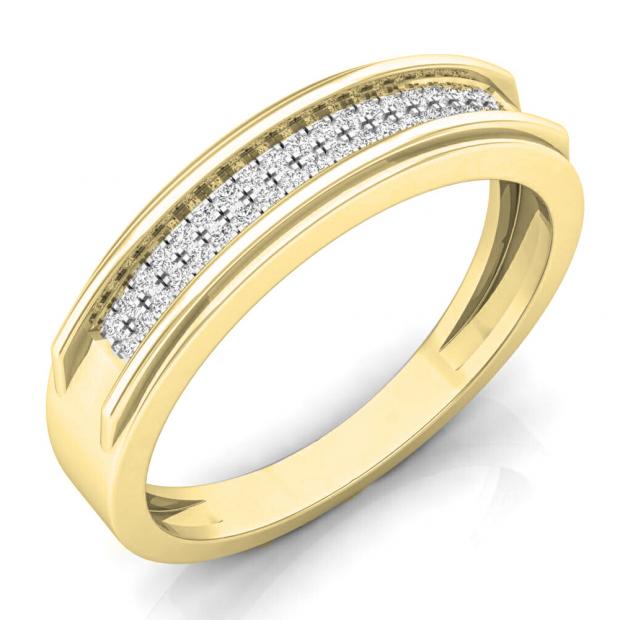 0.15 Carat (ctw) 14K Yellow Gold Round White Diamond Men
