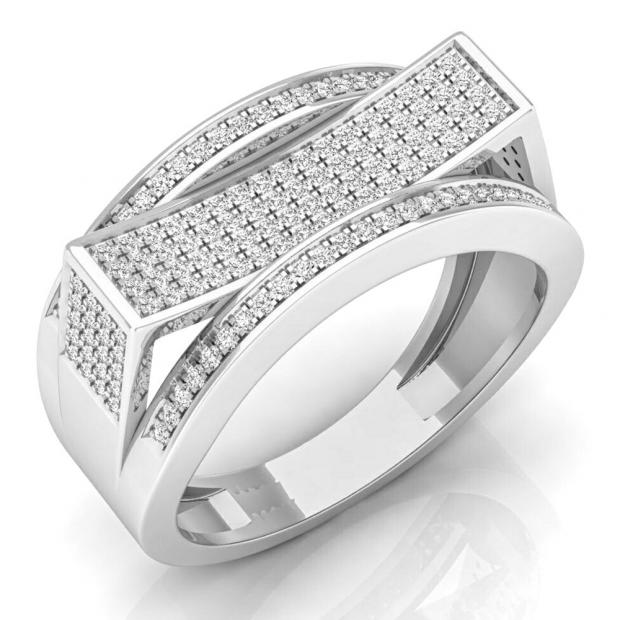 0.60 Carat (ctw) 10K White Gold Round White Diamond Men