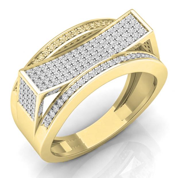 0.60 Carat (ctw) 14K Yellow Gold Round White Diamond Men