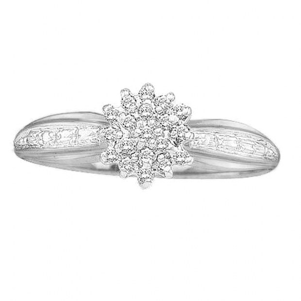 0.12 Carat (ctw) 10K White Gold Round Cut White Diamond Ladies Cluster Promise Engagement Ring