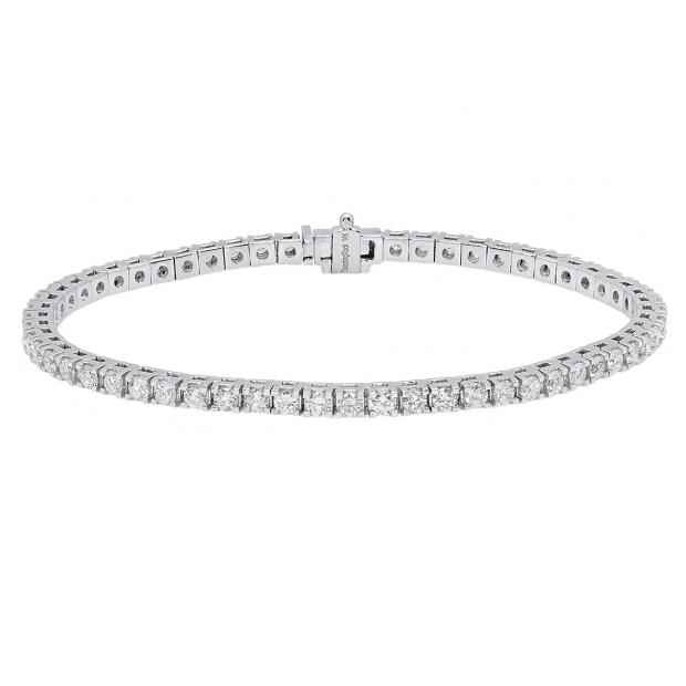 IGI CERTIFIED 4.09 Carat (ctw) 14K White Gold Round Cut White Diamond Ladies Tennis Bracelet 4 CT