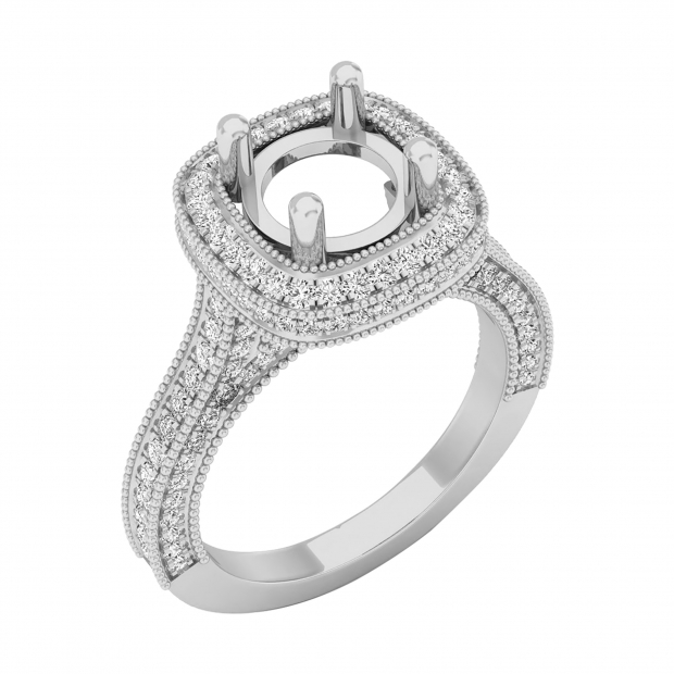0.90 Carat (ctw) 10K White Gold Round Cut White Diamond Ladies Bridal Semi Mount Engagement Ring