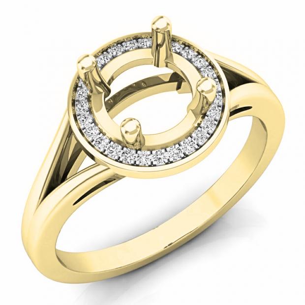 0.10 Carat (ctw) 10K Yellow Gold Round Cut White Diamond Ladies Bridal Split Shank Semi Mount Engagement Ring 1/10 CT