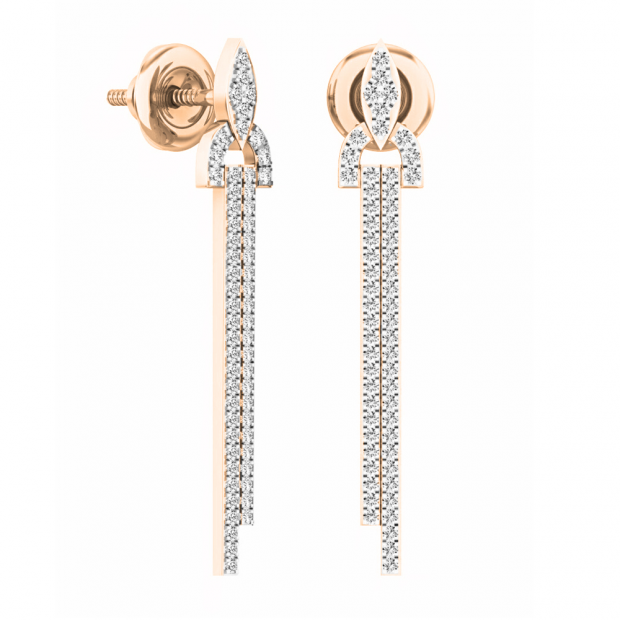 0.55 Carat (ctw) 10K Rose Gold Round Cut White Diamond Ladies Fashion Dangling Earrings 1/2 CT