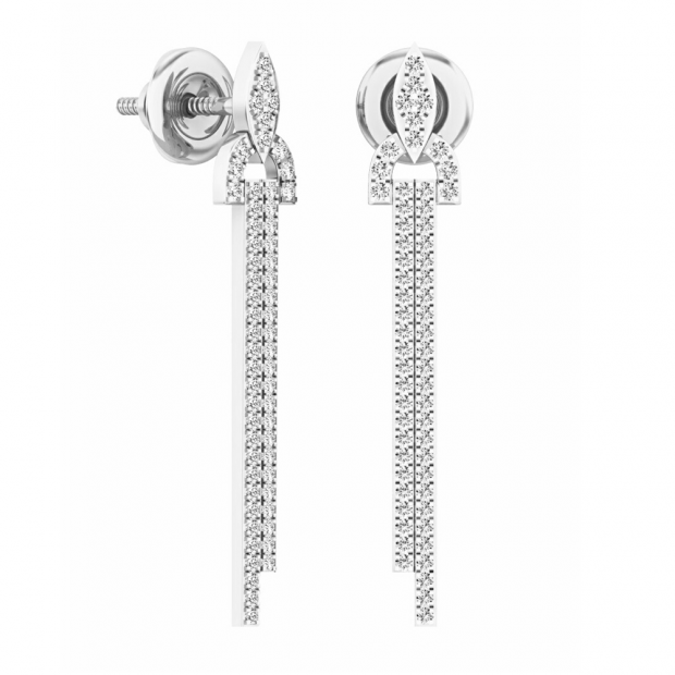 0.55 Carat (ctw) 14K White Gold Round Cut White Diamond Ladies Fashion Dangling Earrings 1/2 CT