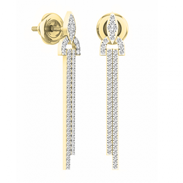 0.55 Carat (ctw) 14K Yellow Gold Round Cut White Diamond Ladies Fashion Dangling Earrings 1/2 CT