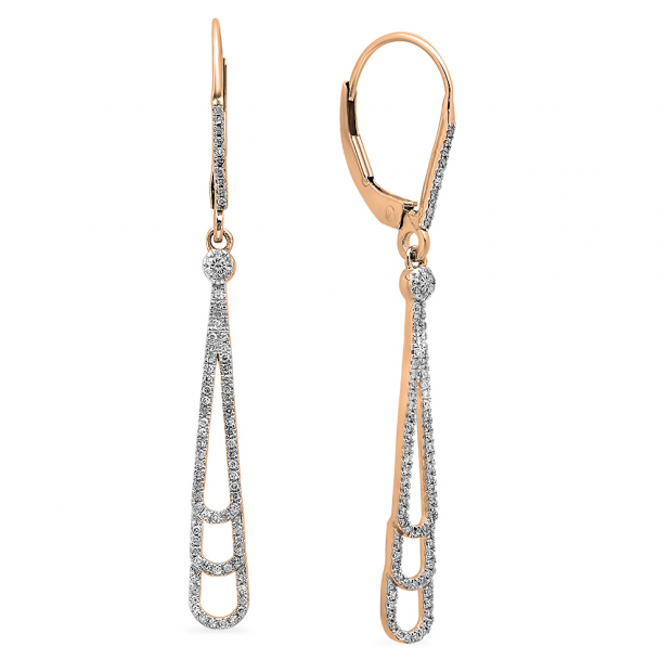 0.40 Carat (ctw) 10K Rose Gold Round White Diamond Ladies Teardrop Shape Dangling Drop Earrings