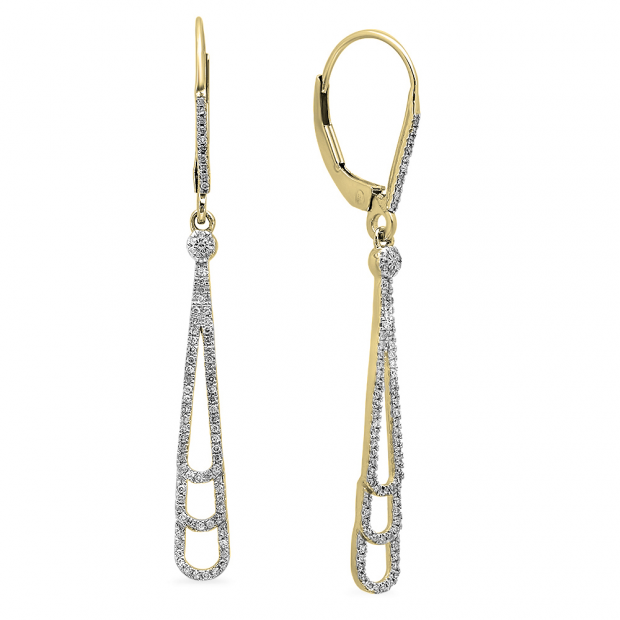 0.40 Carat (ctw) 10K Yellow Gold Round White Diamond Ladies Teardrop Shape Dangling Drop Earrings