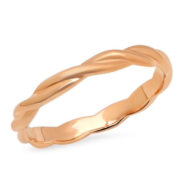 10K Rose Gold Ladies Swirl Anniversary Wedding Band Stackable Ring