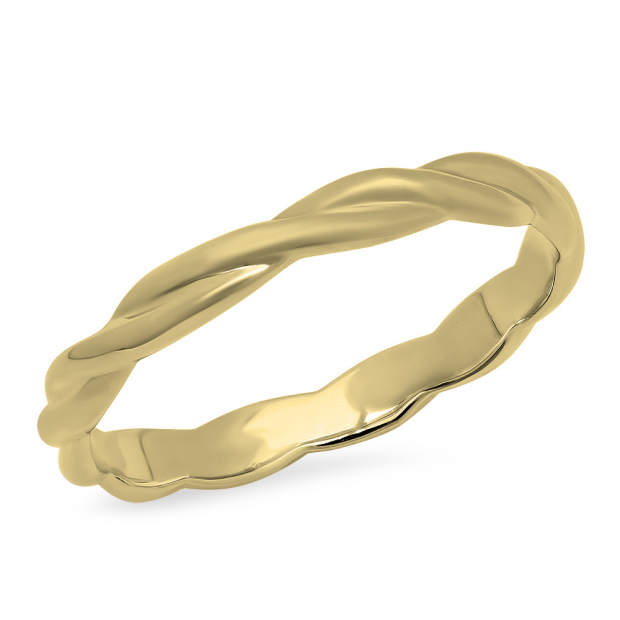 10K Yellow Gold Ladies Swirl Anniversary Wedding Band Stackable Ring