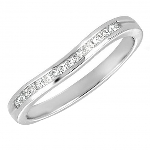 Princess Cubic Zirconia Anniversary Wedding Band Guard Ring for Ladies (0.38 ctw Color White Clairty Clean) in 925 Sterling Silver