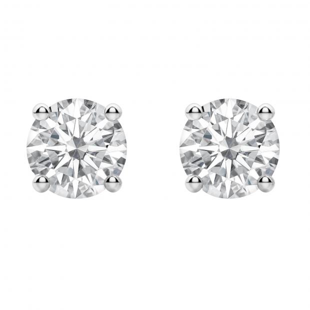 1.00 Carat (ctw) Round Moissanite Ladies Solitaire Fashion Stud Earrings 10K White Gold