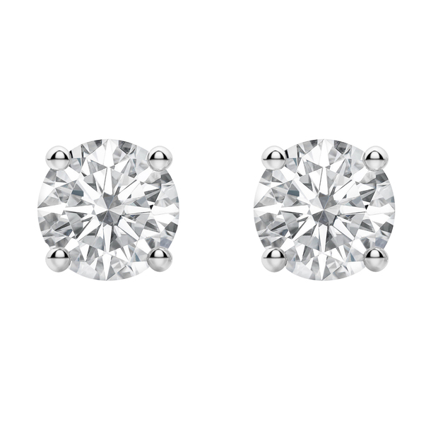 2.00 Carat (ctw) Round Moissanite Ladies Solitaire Fashion Stud Earrings 10K White Gold
