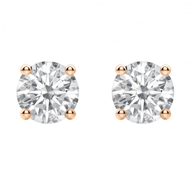1.00 Carat (ctw) Round Moissanite Ladies Solitaire Fashion Stud Earrings 18K Rose Gold