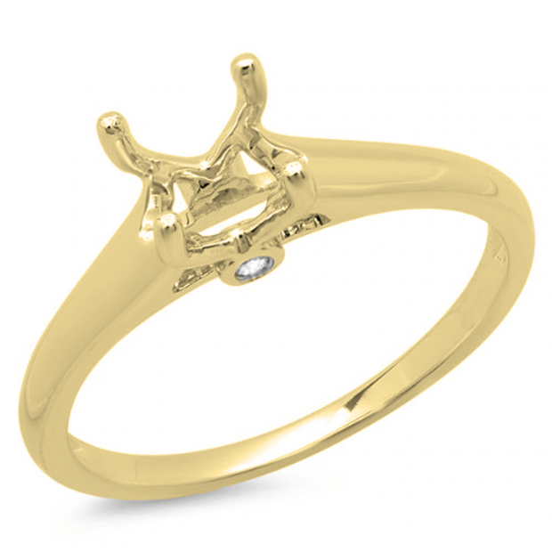 0.03 Carat (ctw) 10K Yellow Gold Round White Diamond Ladies Bridal Semi Mount Engagement Ring