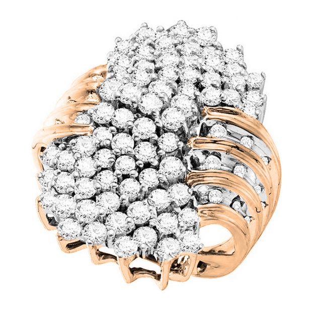 4.70 Carat (ctw) 10K Rose Gold Round Cut White Diamond Ladies Cluster Cocktail Right Hand Ring