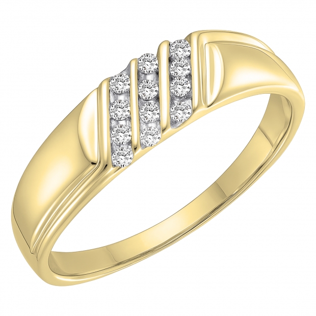 0.15 Carat (ctw) 10K Yellow Gold Round White Diamond Channel Set Men
