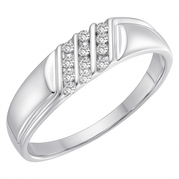 0.15 Carat (ctw) 14K White Gold Round White Diamond Channel Set Men
