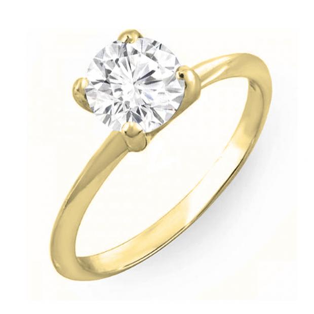 IGI CERTIFIED 0.50 Carat (ctw) 18K Yellow Gold Round Cut White Diamond Ladies Bridal Engagement Solitaire Ring 1/2 CT